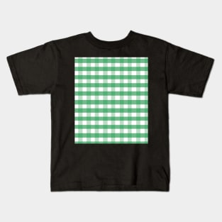 plaid checked pattern vichy tartan green Kids T-Shirt